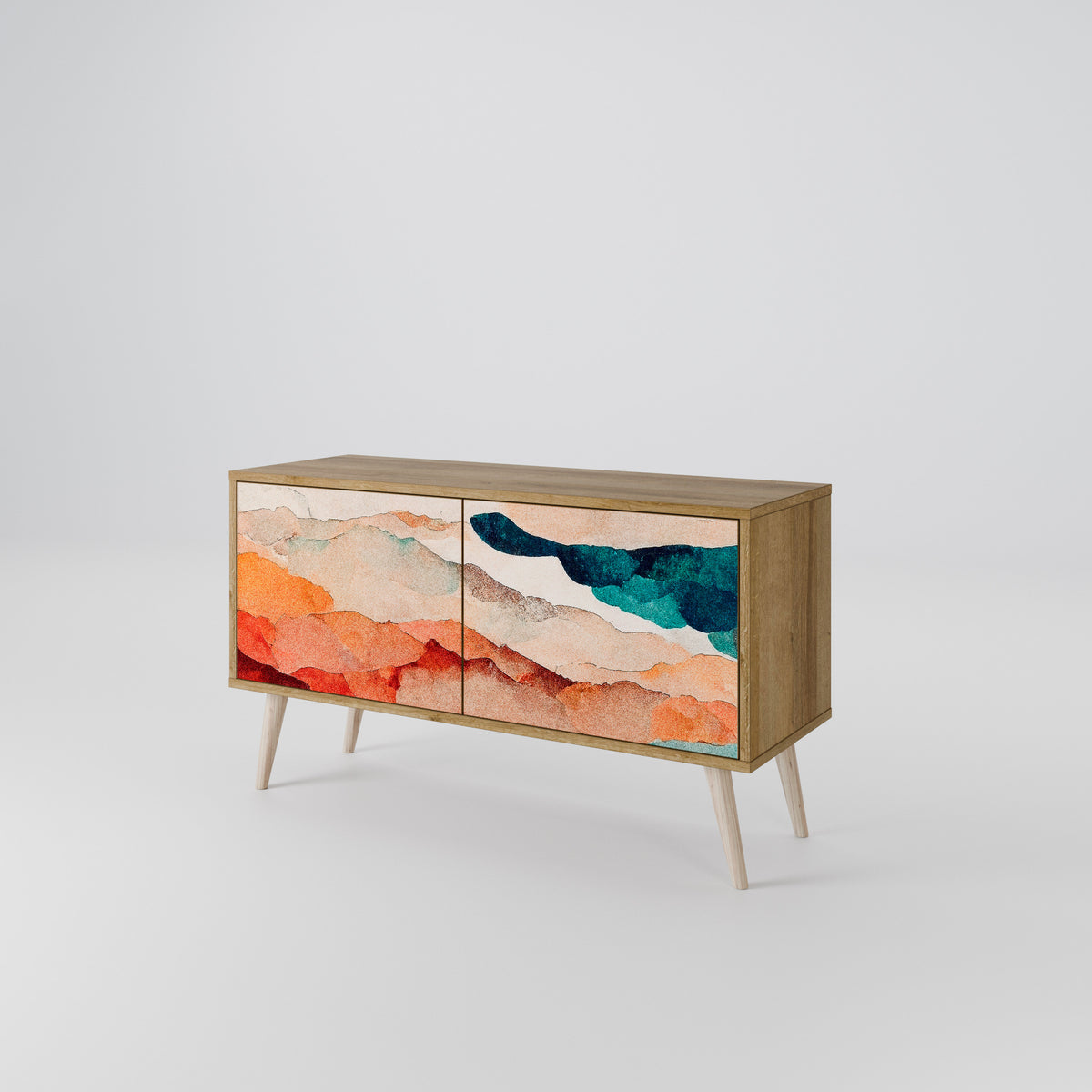 ABSTRACT LANDSCAPE Kompakt TV-bänk med 2 dörrar