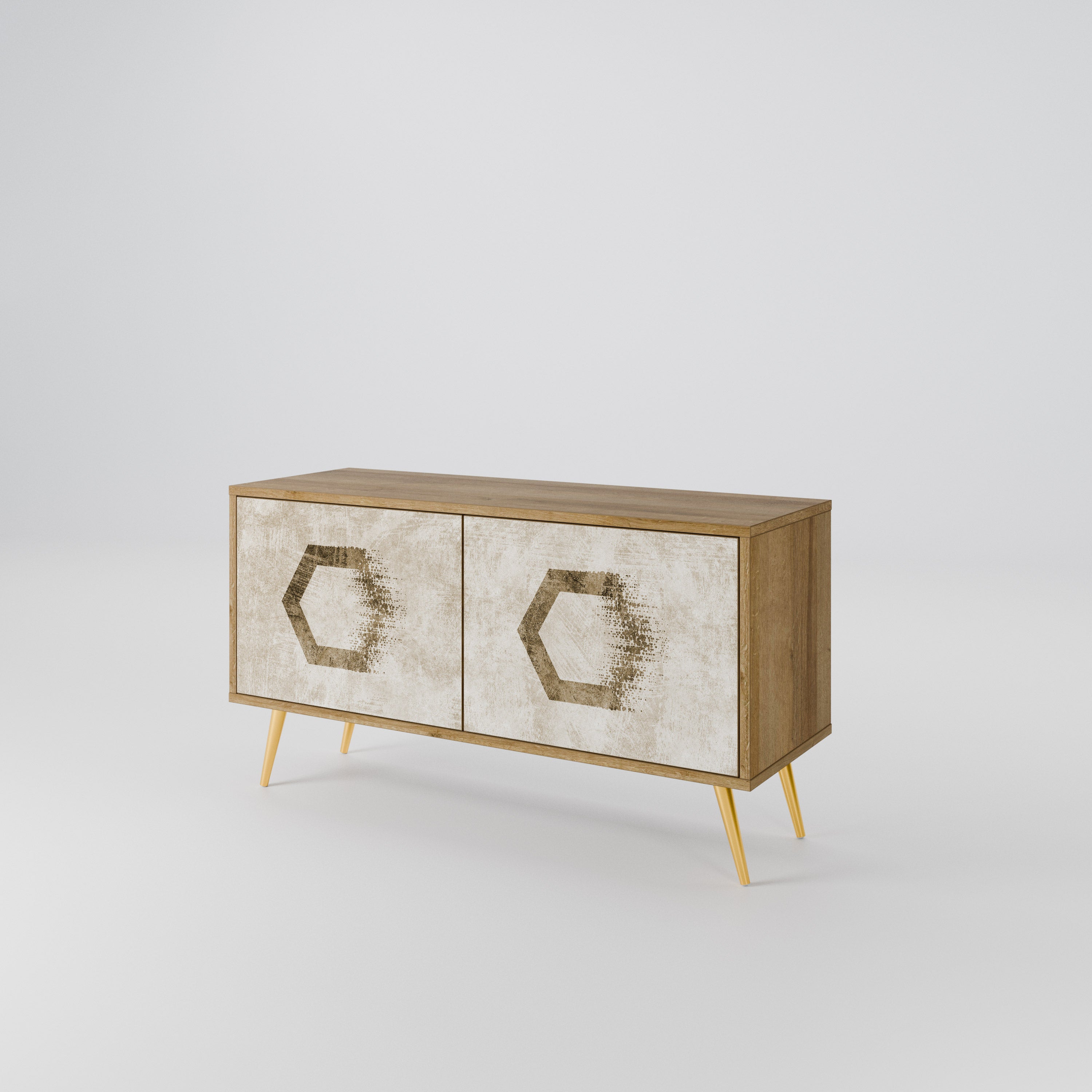 HEXAGONAL SHAPES Compact 2-Door TV Cabinet