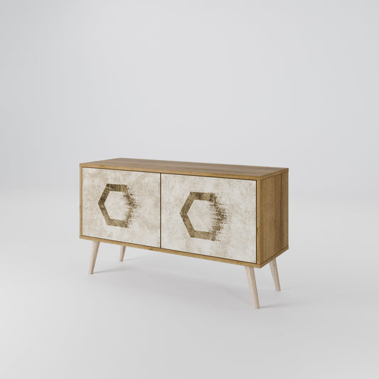 HEXAGONAL SHAPES Kompakt TV-bänk med 2 dörrar