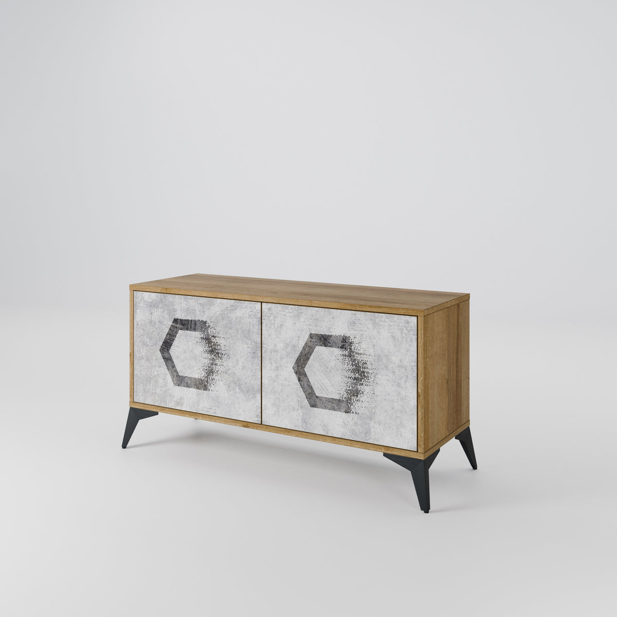 HEXAGONAL FIGURES Kompakt TV-bänk med 2 dörrar