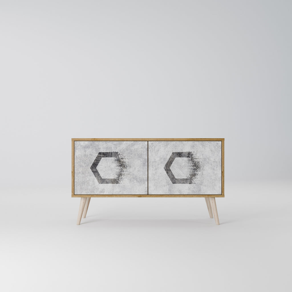 HEXAGONAL FIGURES Kompakt TV-bänk med 2 dörrar