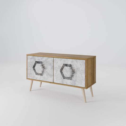 HEXAGONAL FIGURES Kompakt TV-bänk med 2 dörrar