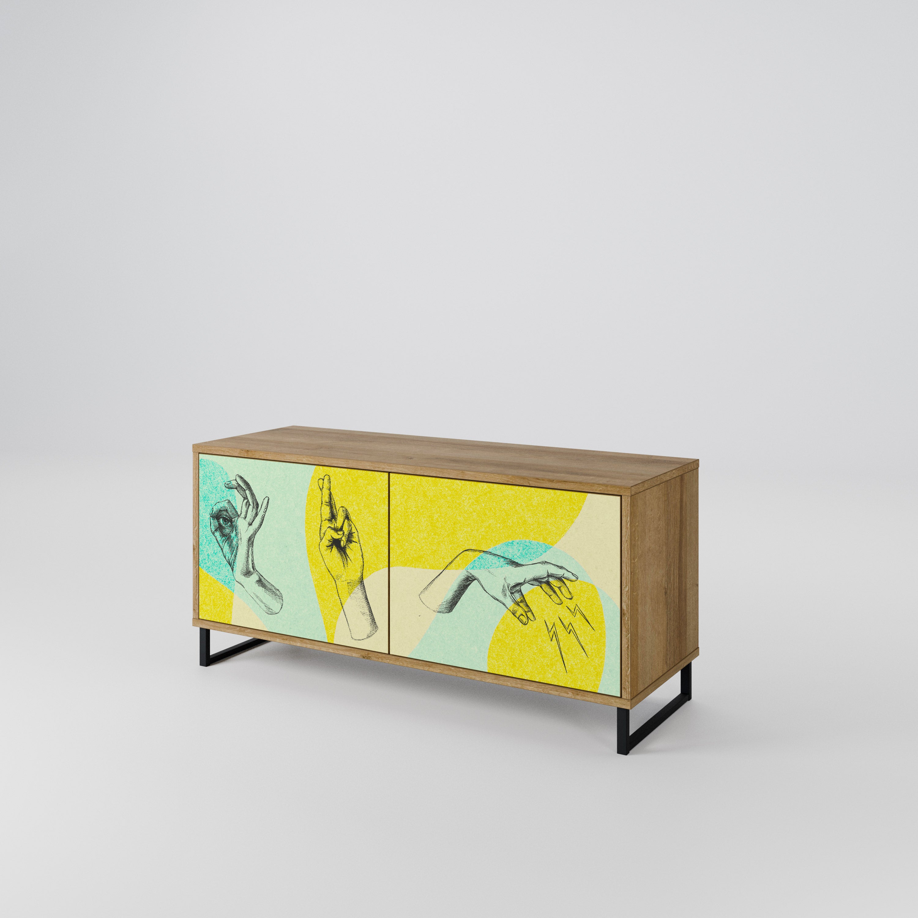 BODY LANGUAGE Kompakt TV-bänk med 2 dörrar