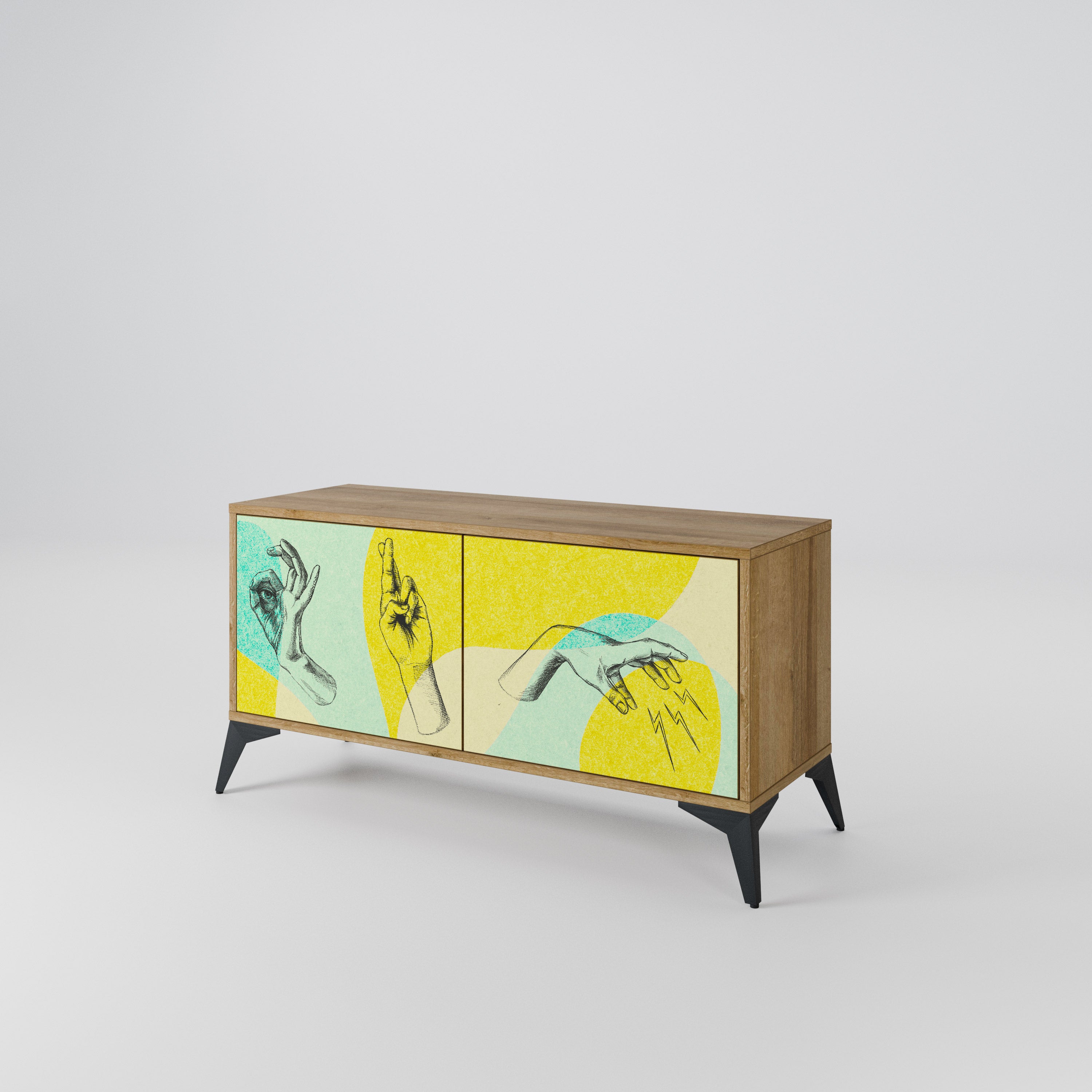 BODY LANGUAGE Kompakt TV-bänk med 2 dörrar