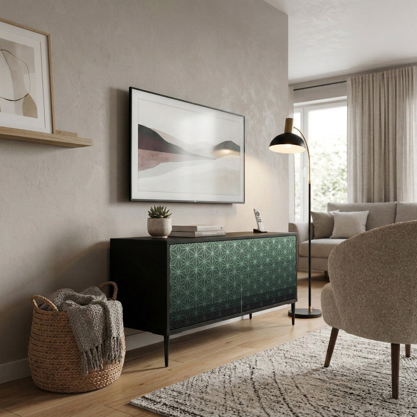 ORNAMENTAL GLIMMER Kompakt TV-bänk med 2 dörrar