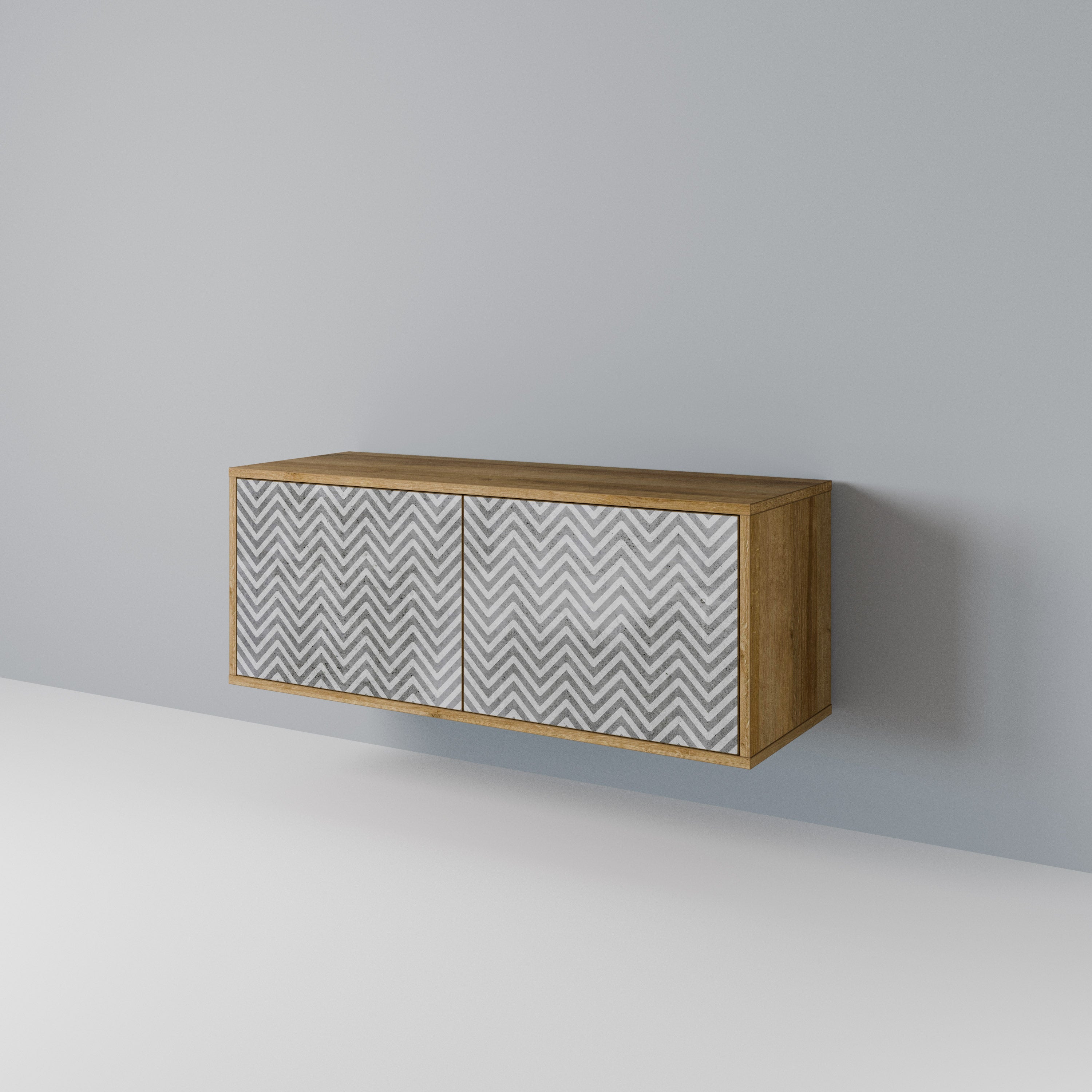 CONCRETE ZIG ZAG Kompakt TV-bänk med 2 dörrar