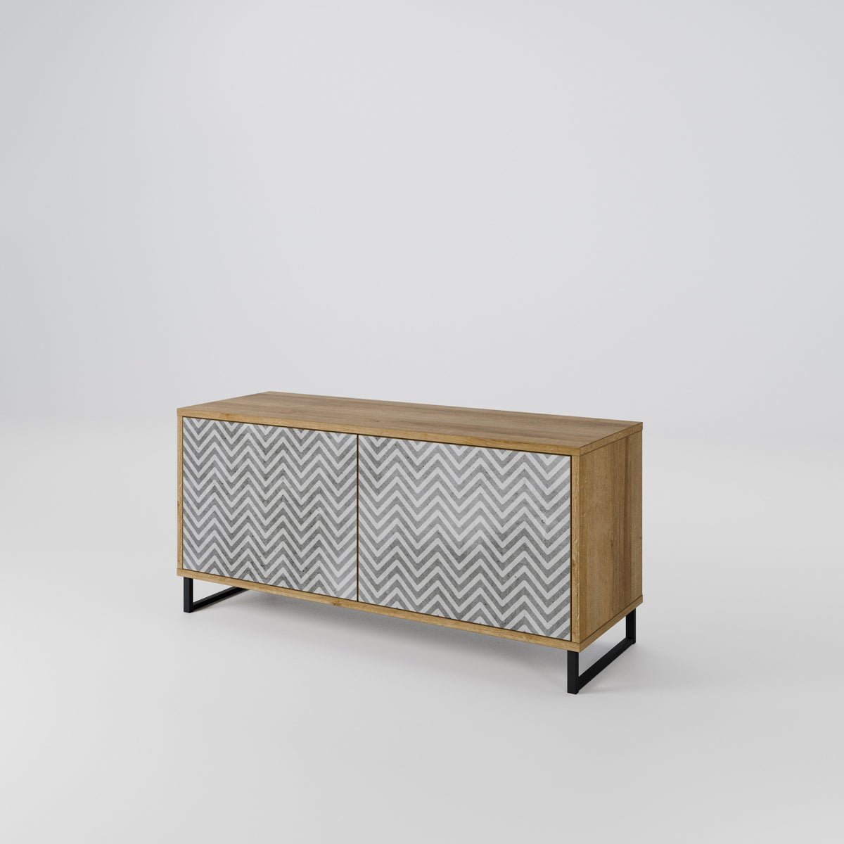 CONCRETE ZIG ZAG Compact 2-Door TV Cabinet