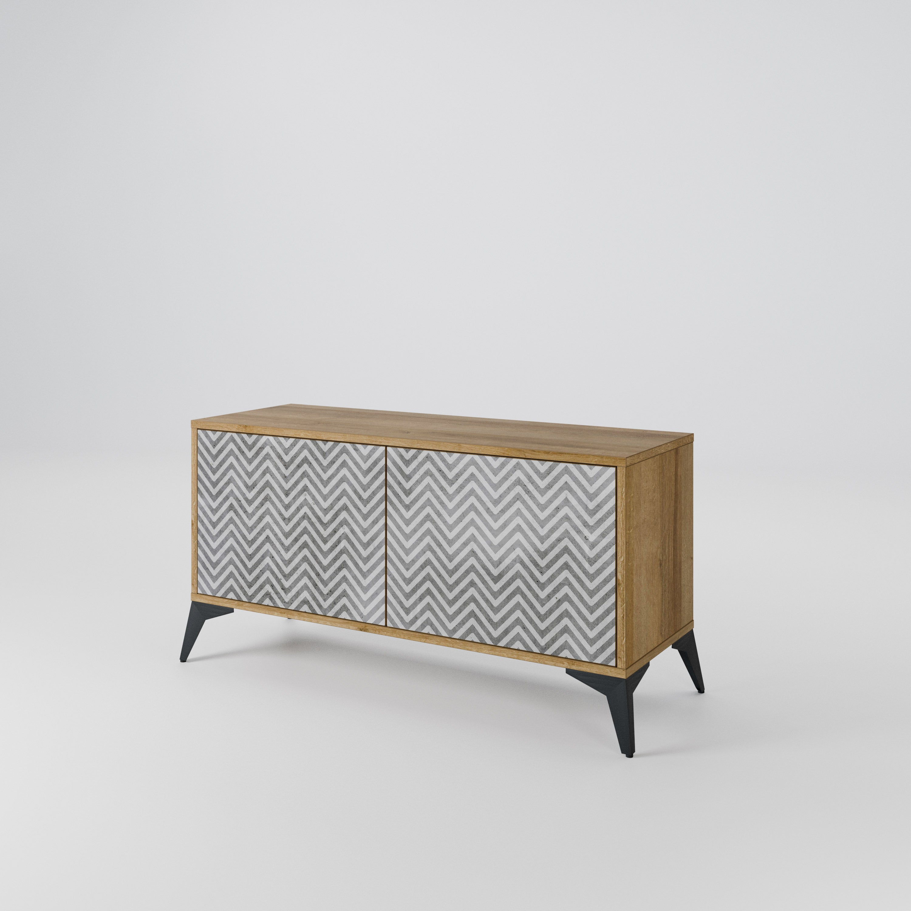 CONCRETE ZIG ZAG Kompakt TV-bänk med 2 dörrar