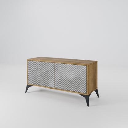 CONCRETE ZIG ZAG Kompakt TV-bänk med 2 dörrar