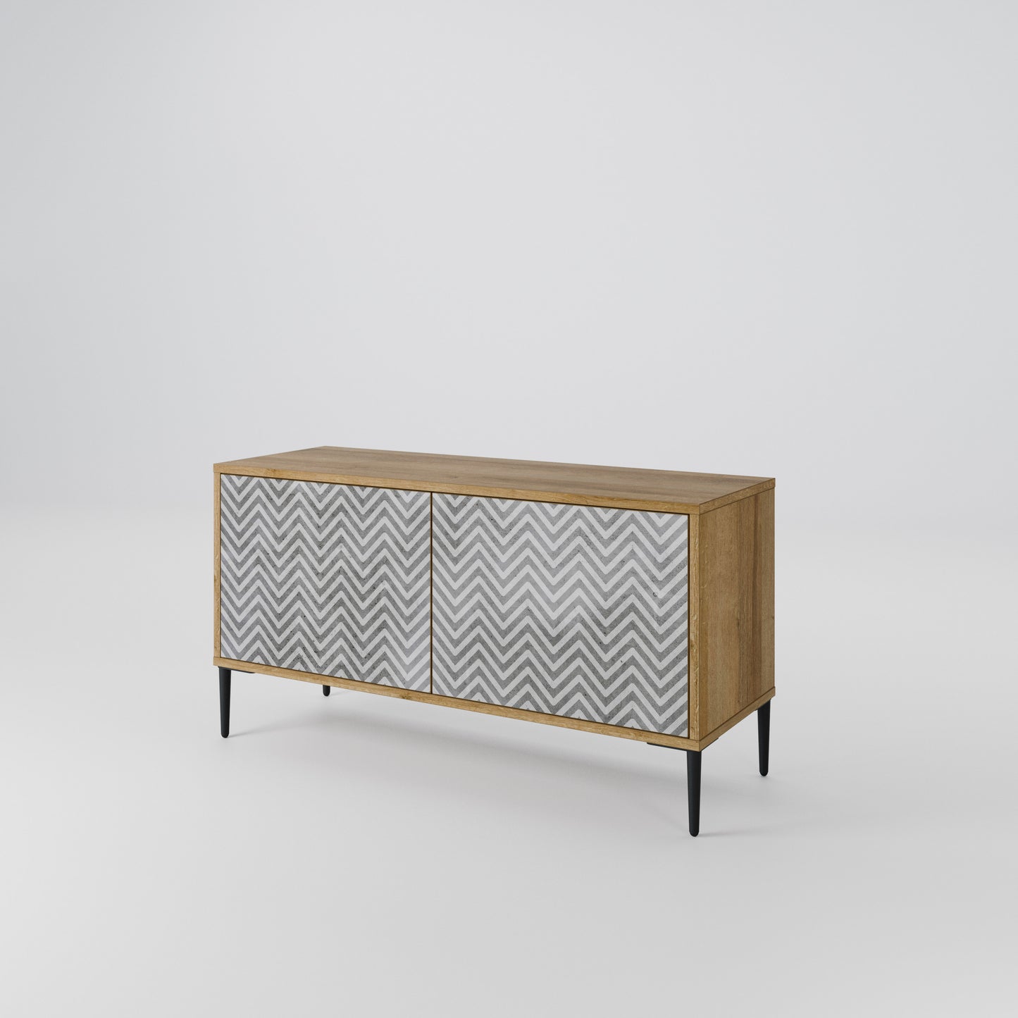 CONCRETE ZIG ZAG Kompakt TV-bänk med 2 dörrar