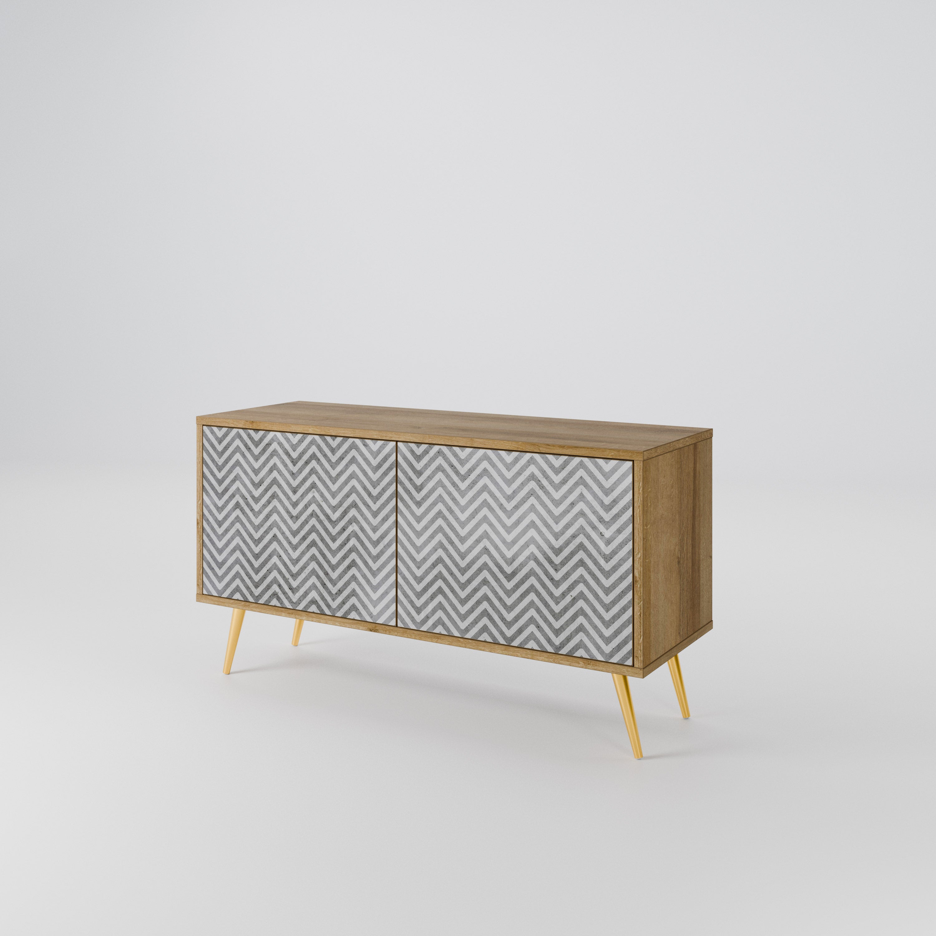 CONCRETE ZIG ZAG Kompakt TV-bänk med 2 dörrar