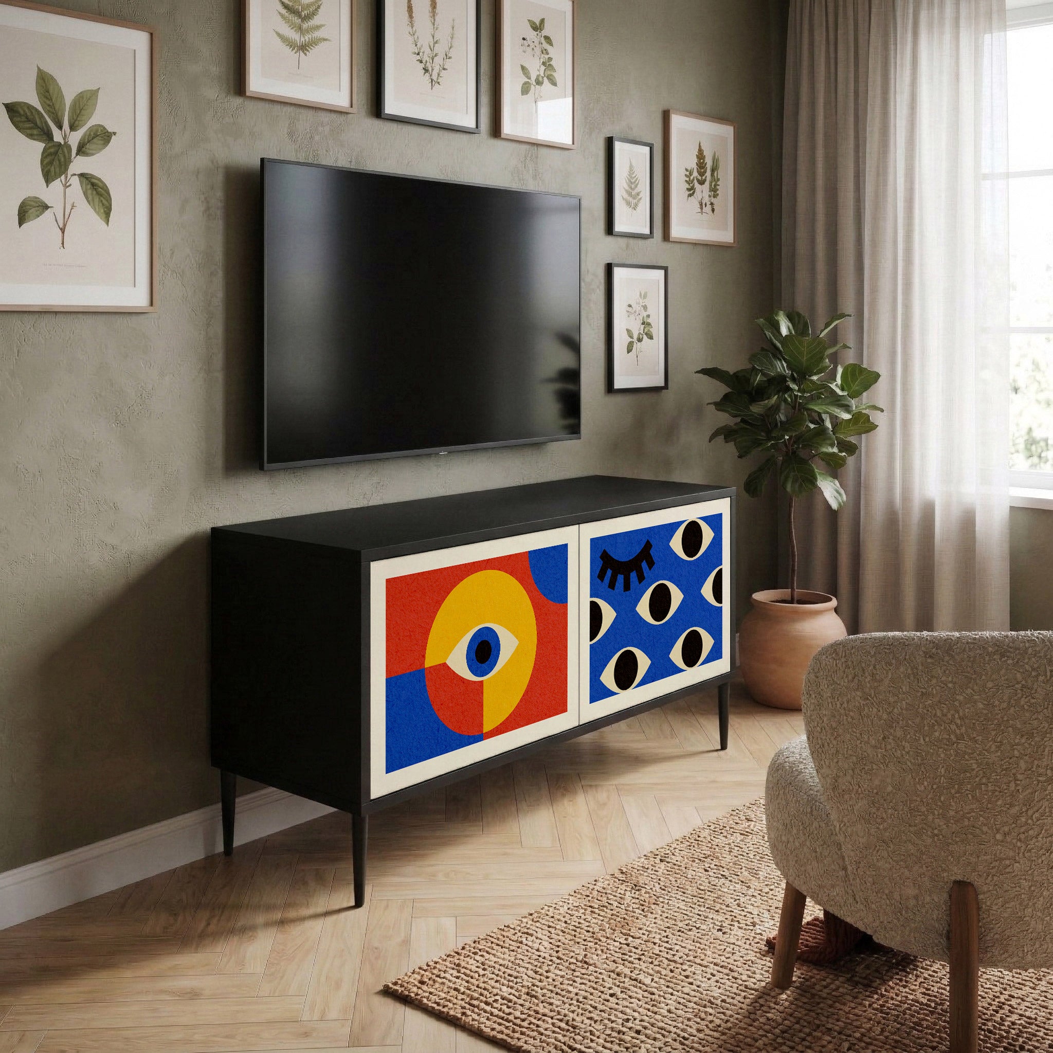 GEOMETRIC EYES Compact 2-Door TV Cabinet