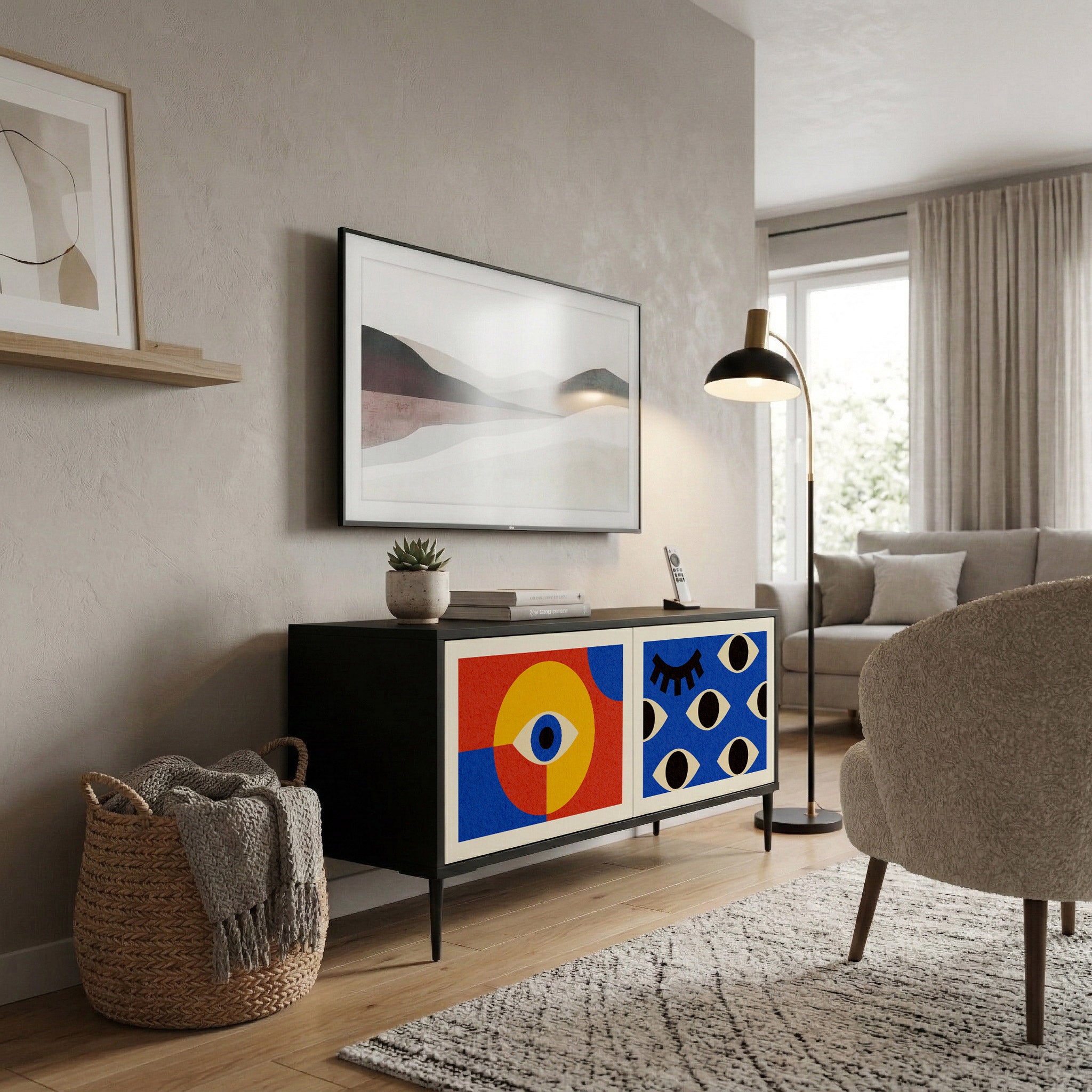 GEOMETRIC EYES Compact 2-Door TV Cabinet