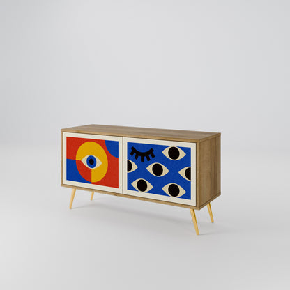 GEOMETRIC EYES Kompakt TV-bänk med 2 dörrar