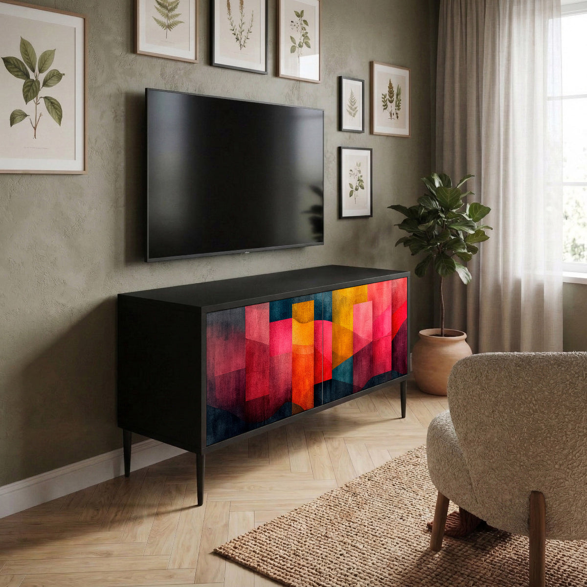 COLORFUL SOUNDS Kompakt TV-bänk med 2 dörrar