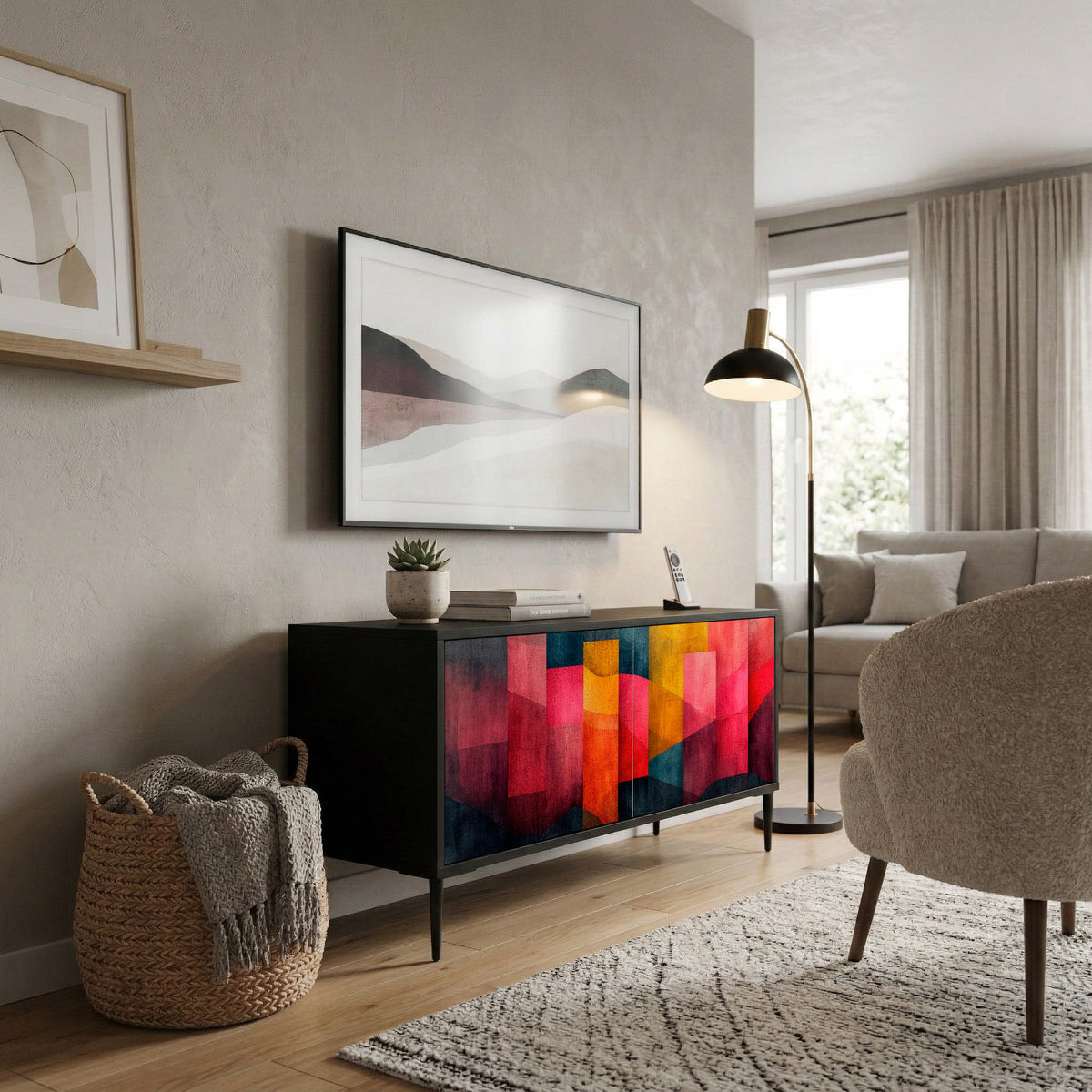 COLORFUL SOUNDS Kompakt TV-bänk med 2 dörrar