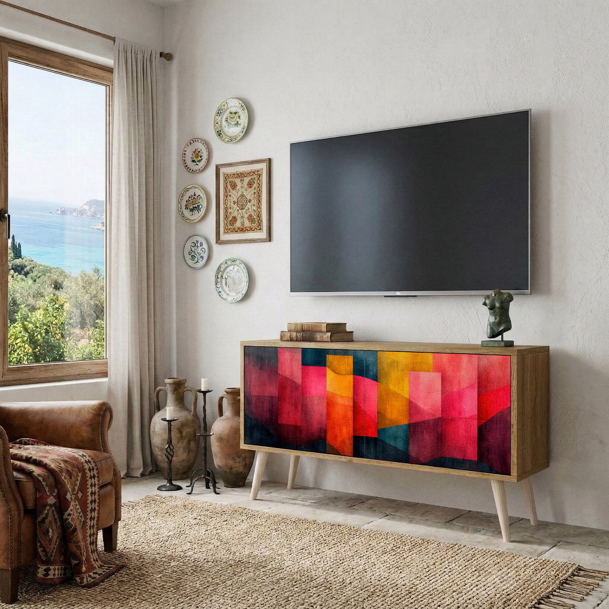 COLORFUL SOUNDS Kompakt TV-bänk med 2 dörrar