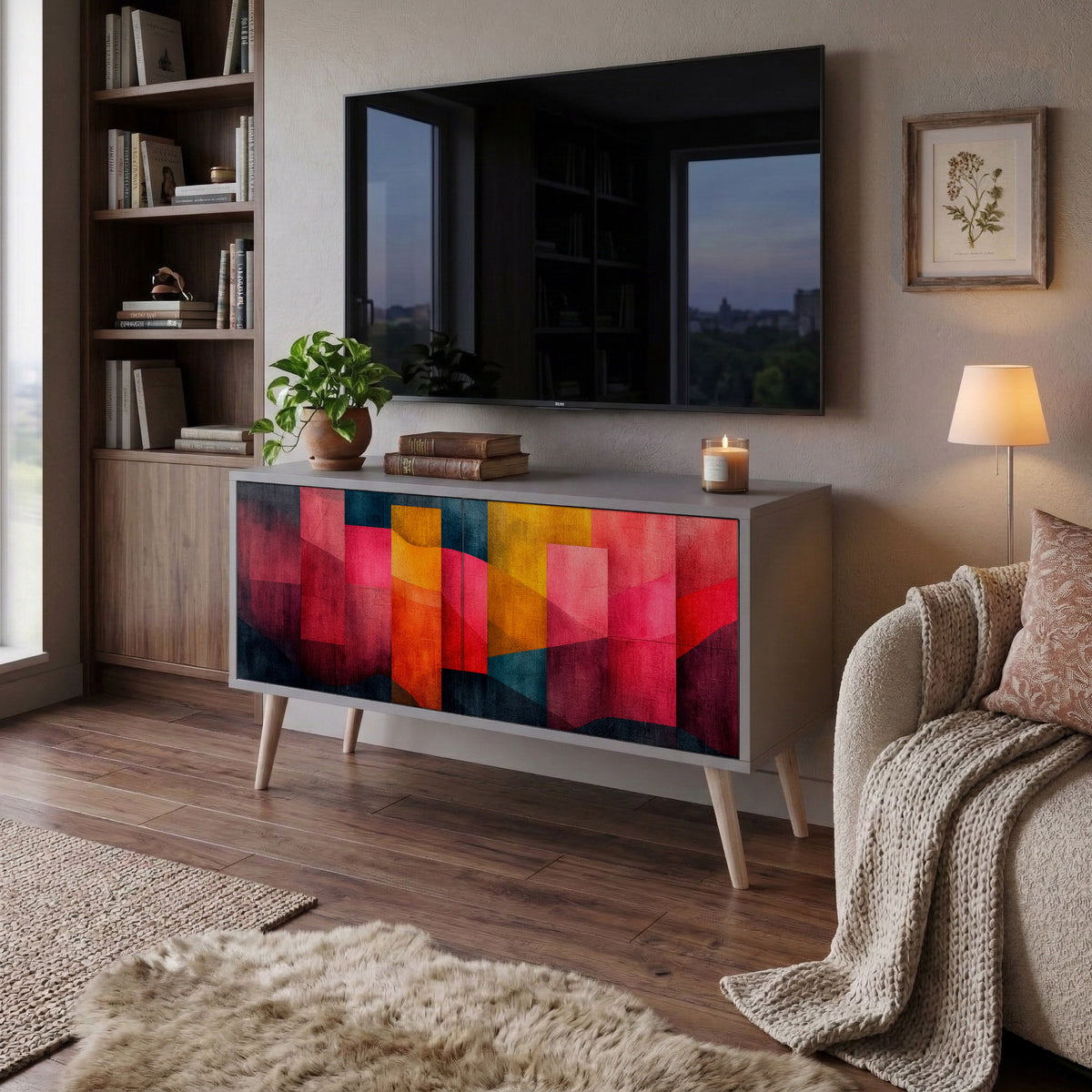 COLORFUL SOUNDS Kompakt TV-bänk med 2 dörrar