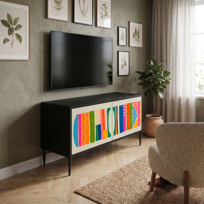 GEOMETRIC SHINE Kompakt TV-bänk med 2 dörrar