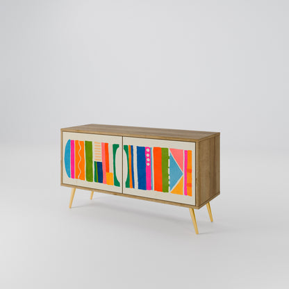 GEOMETRIC SHINE Kompakt TV-bänk med 2 dörrar