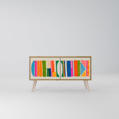 GEOMETRIC SHINE Kompakt TV-bänk med 2 dörrar