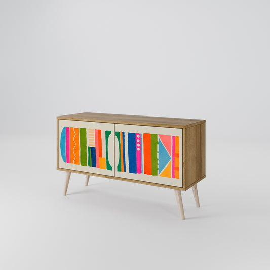 GEOMETRIC SHINE Kompakt TV-bänk med 2 dörrar