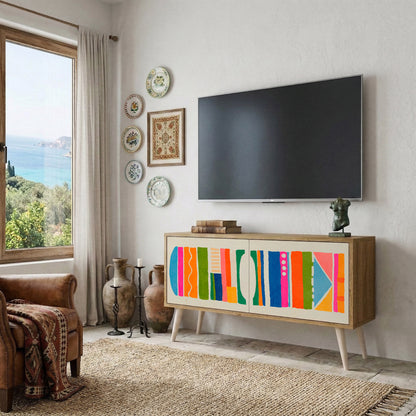 GEOMETRIC SHINE Kompakt TV-bänk med 2 dörrar