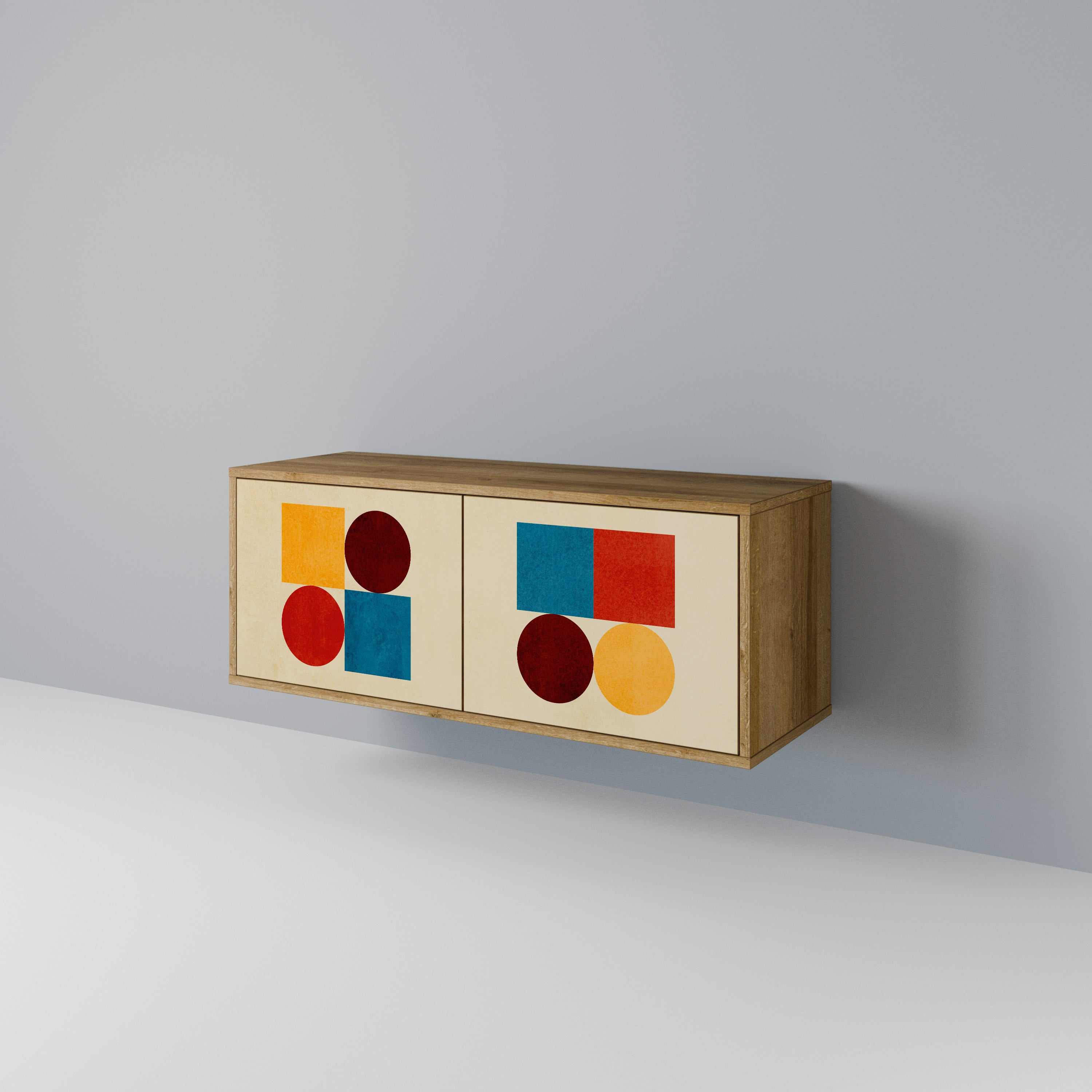 GEOMETRIC PUZZLE Kompakt TV-bänk med 2 dörrar