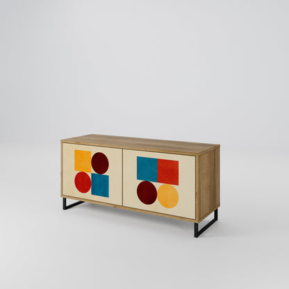 GEOMETRIC PUZZLE Kompakt TV-bänk med 2 dörrar