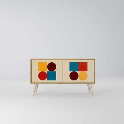 GEOMETRIC PUZZLE Kompakt TV-bänk med 2 dörrar