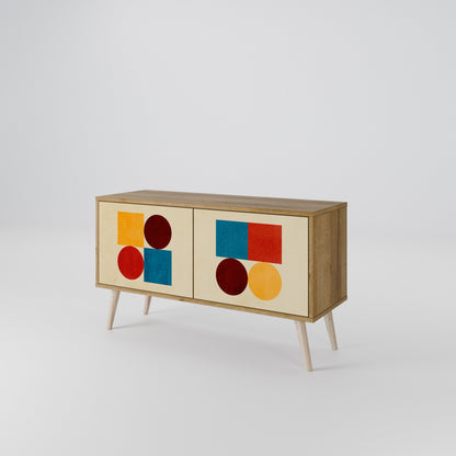 GEOMETRIC PUZZLE Kompakt TV-bänk med 2 dörrar