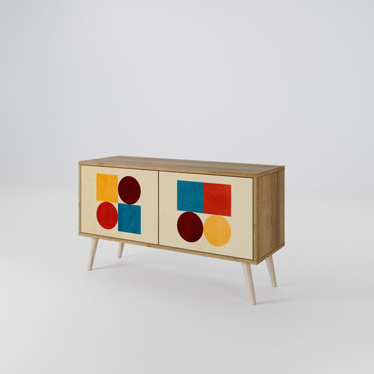 GEOMETRIC PUZZLE Kompakt TV-bänk med 2 dörrar