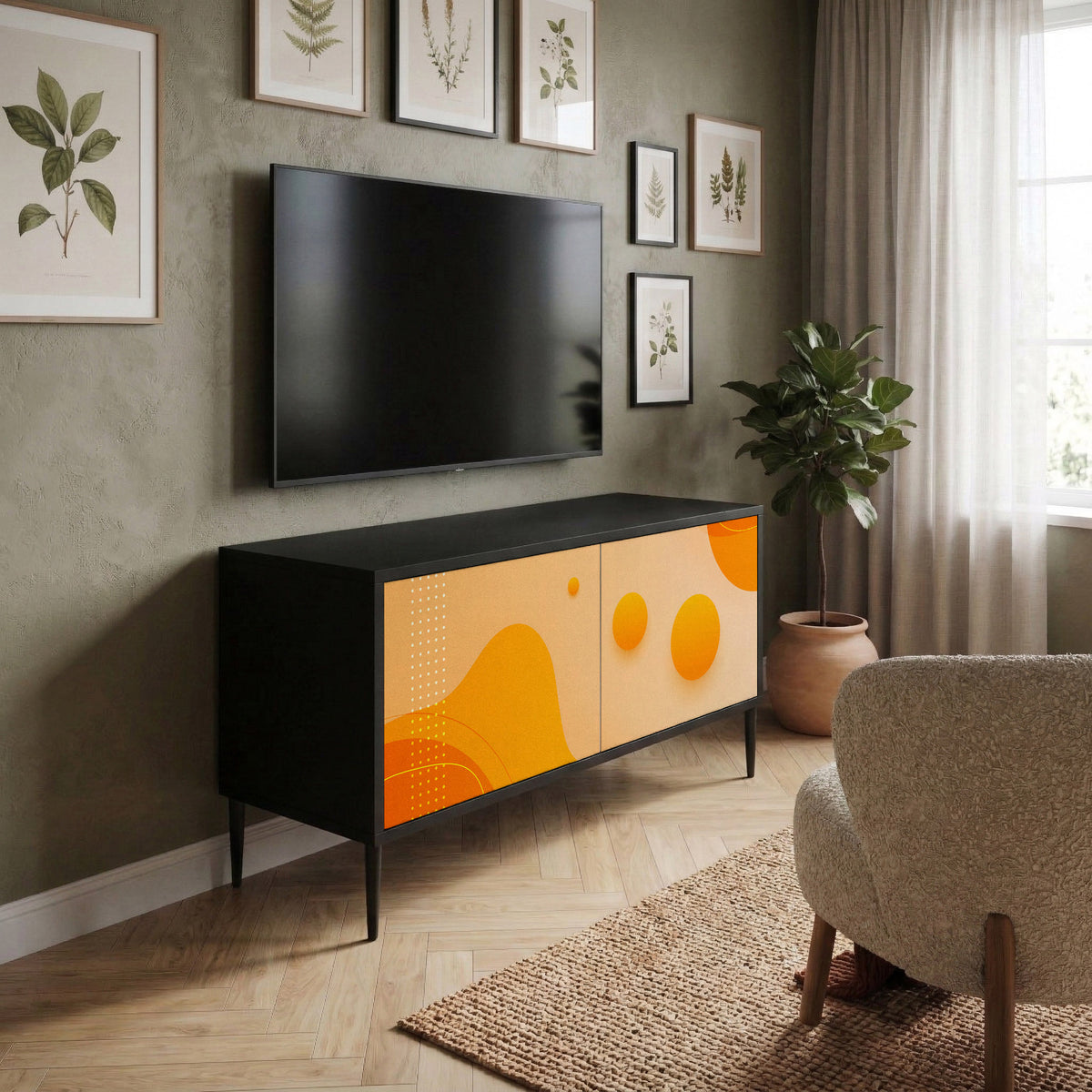 ORANGE ARRANGEMENT Kompakt TV-bänk med 2 dörrar