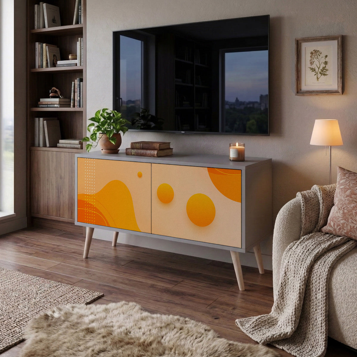 ORANGE ARRANGEMENT Kompakt TV-bänk med 2 dörrar