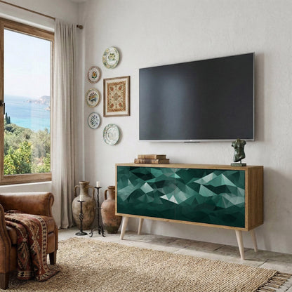 POLYGONAL FLOATING Kompakt TV-bänk med 2 dörrar