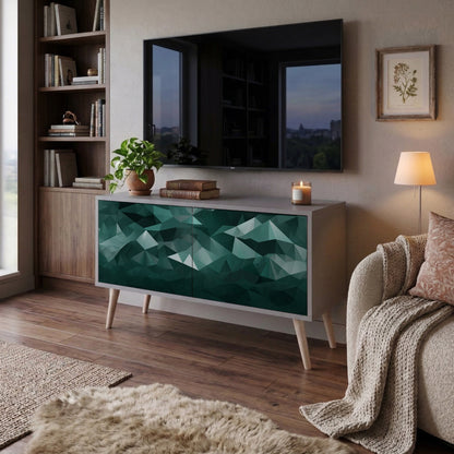 POLYGONAL FLOATING Kompakt TV-bänk med 2 dörrar