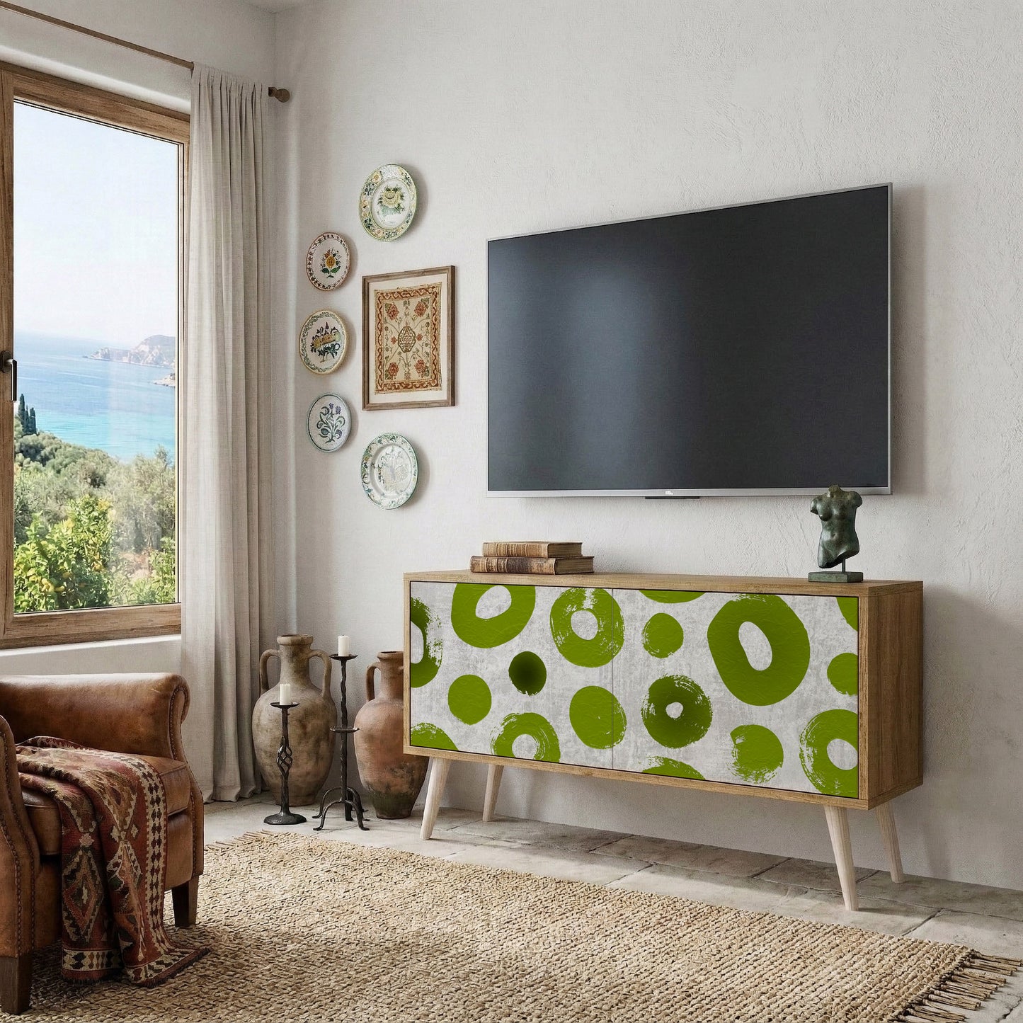 GREEN RHAPSODY Kompakt TV-bänk med 2 dörrar