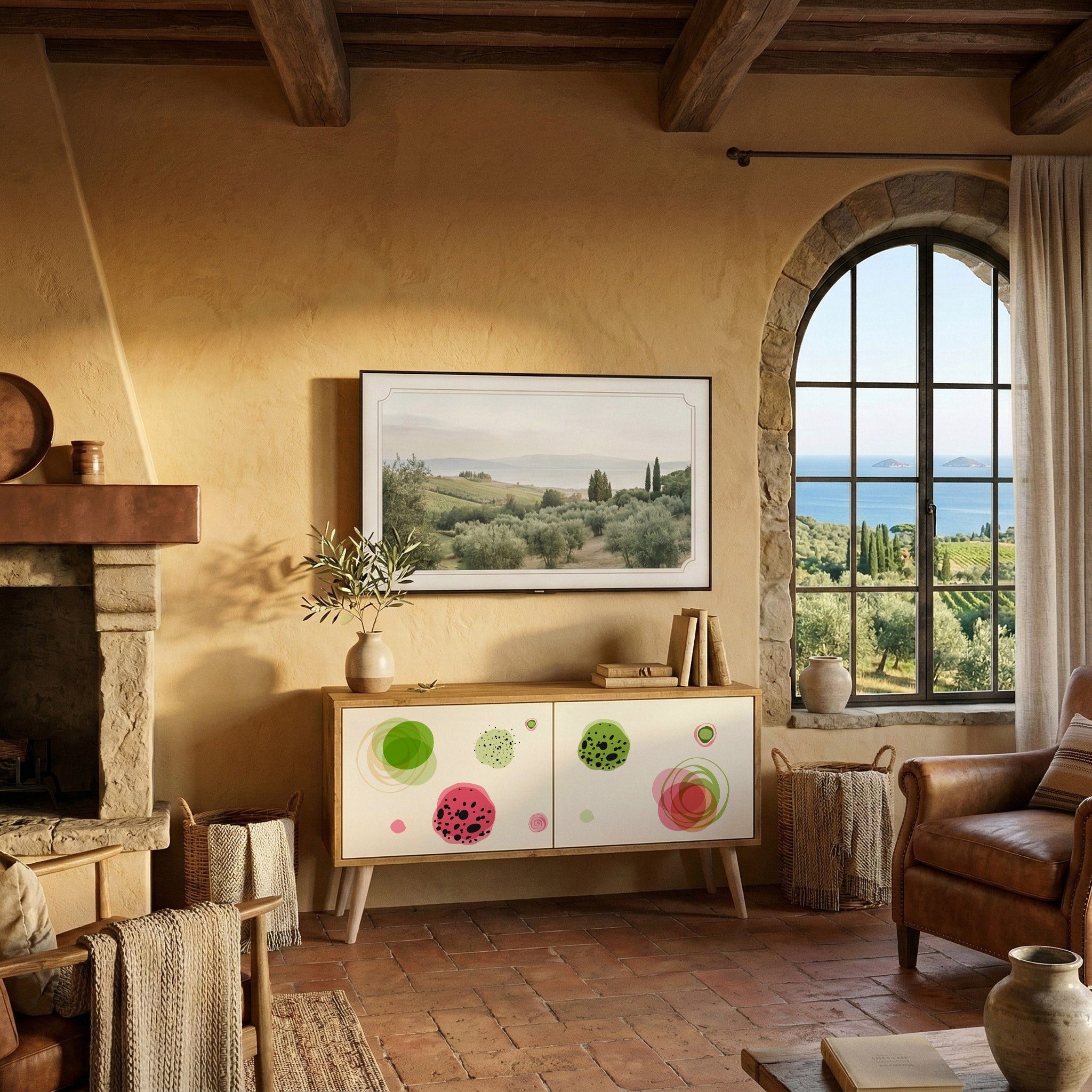 COLORFUL COSMOS Compact 2-Door TV Cabinet