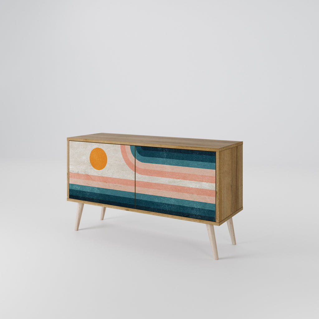 TWO HALVES Kompakt TV-bänk med 2 dörrar