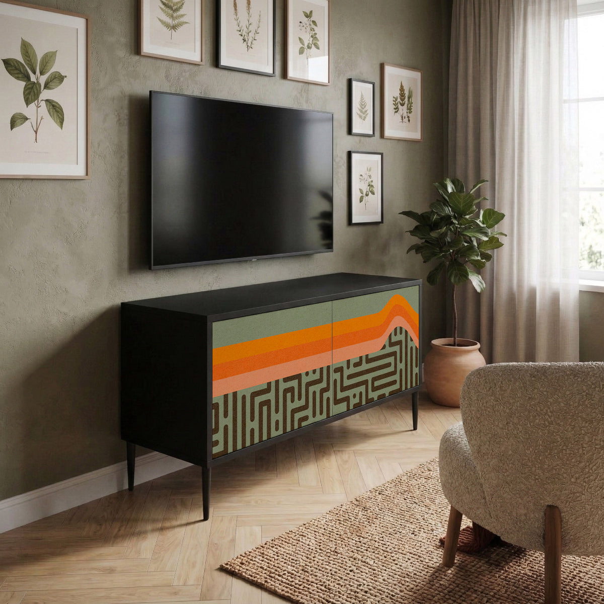 SIMPLE SOLUTIONS Kompakt TV-bänk med 2 dörrar