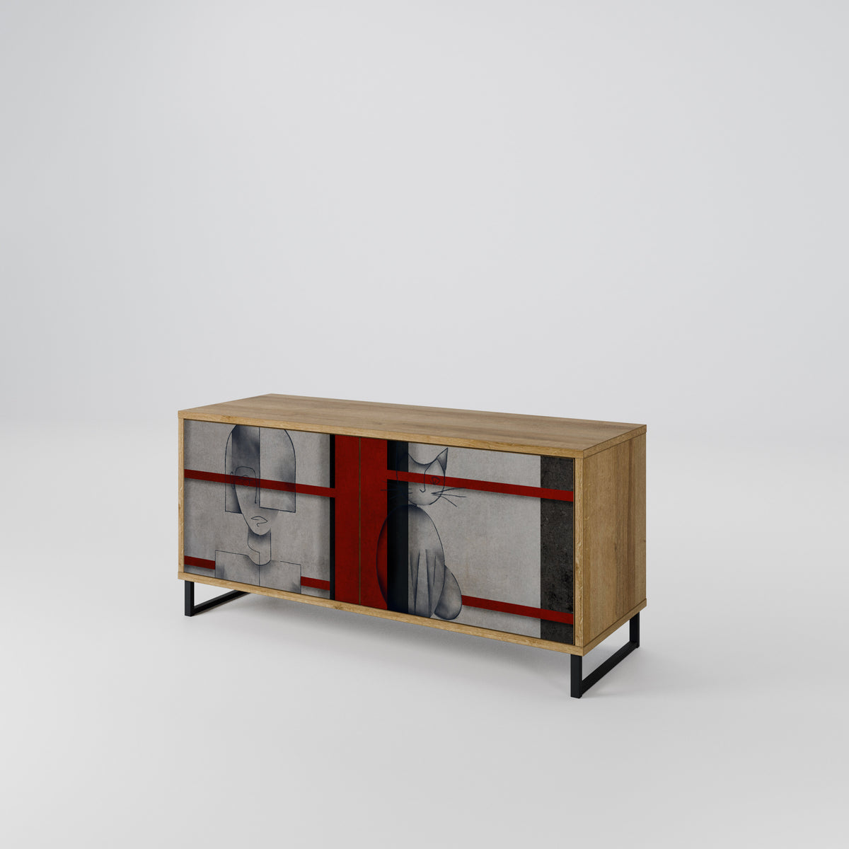 GRAY FIGURES Compact 2-Door TV Cabinet