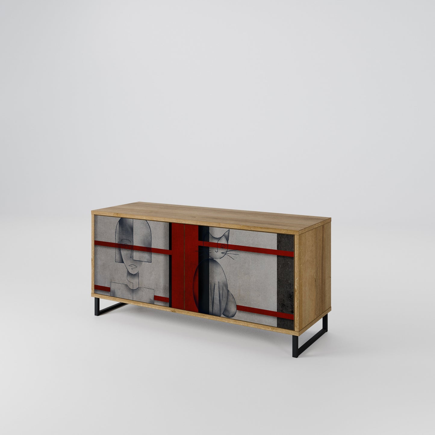 GRAY FIGURES Kompakt TV-bänk med 2 dörrar