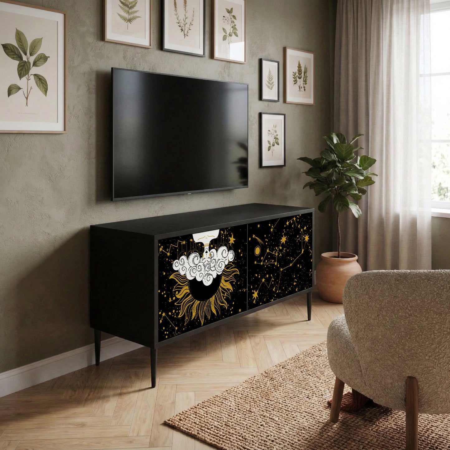 STELLAR CONSTELLATIONS Kompakt TV-bänk med 2 dörrar