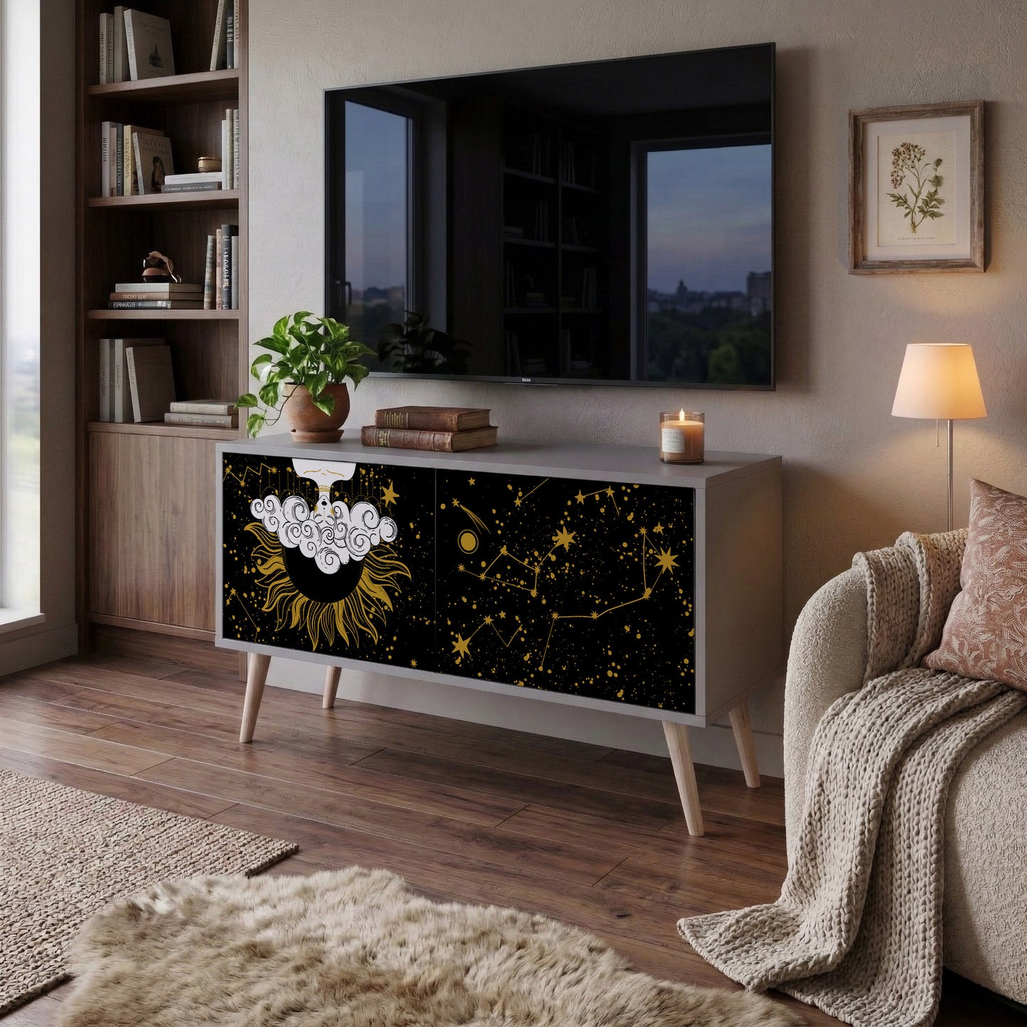 STELLAR CONSTELLATIONS Kompakt TV-bänk med 2 dörrar