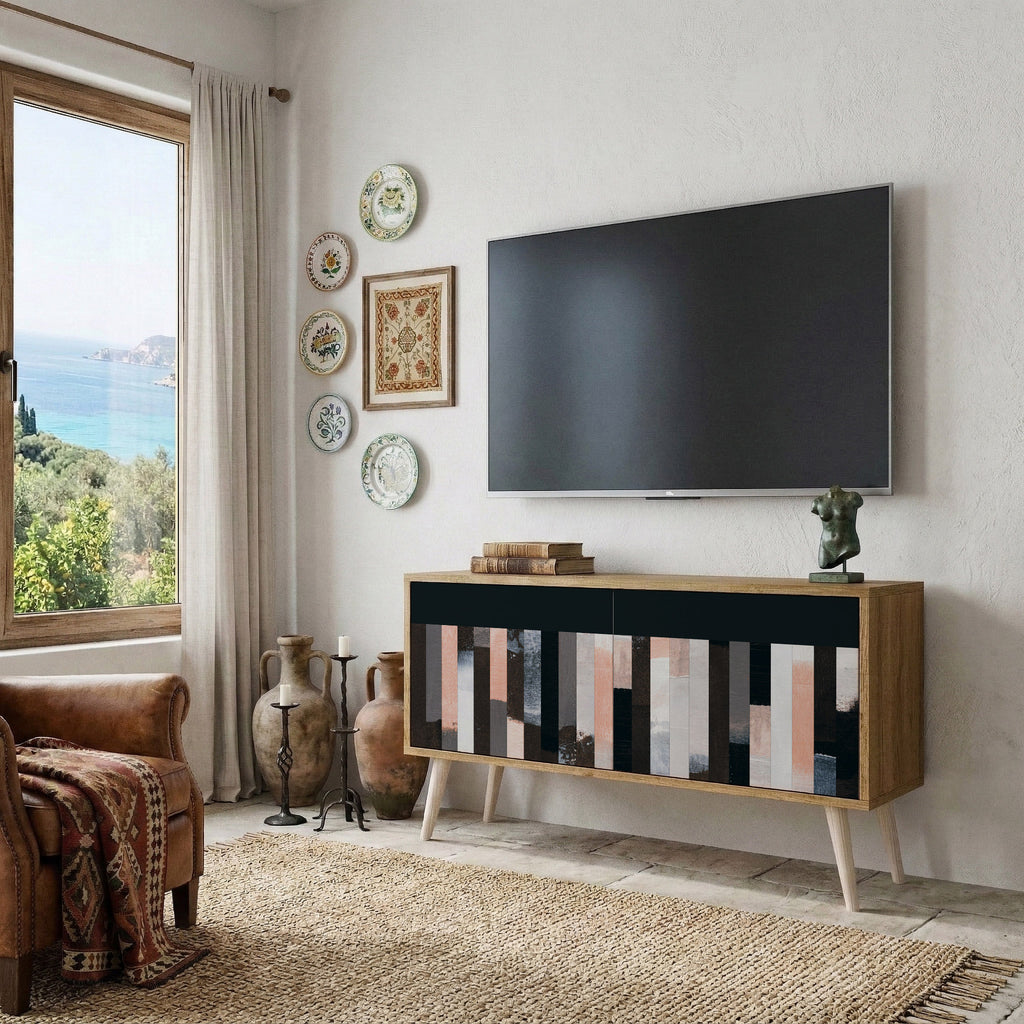 COLLAGE OF RECTANGLES Kompakt TV-bänk med 2 dörrar