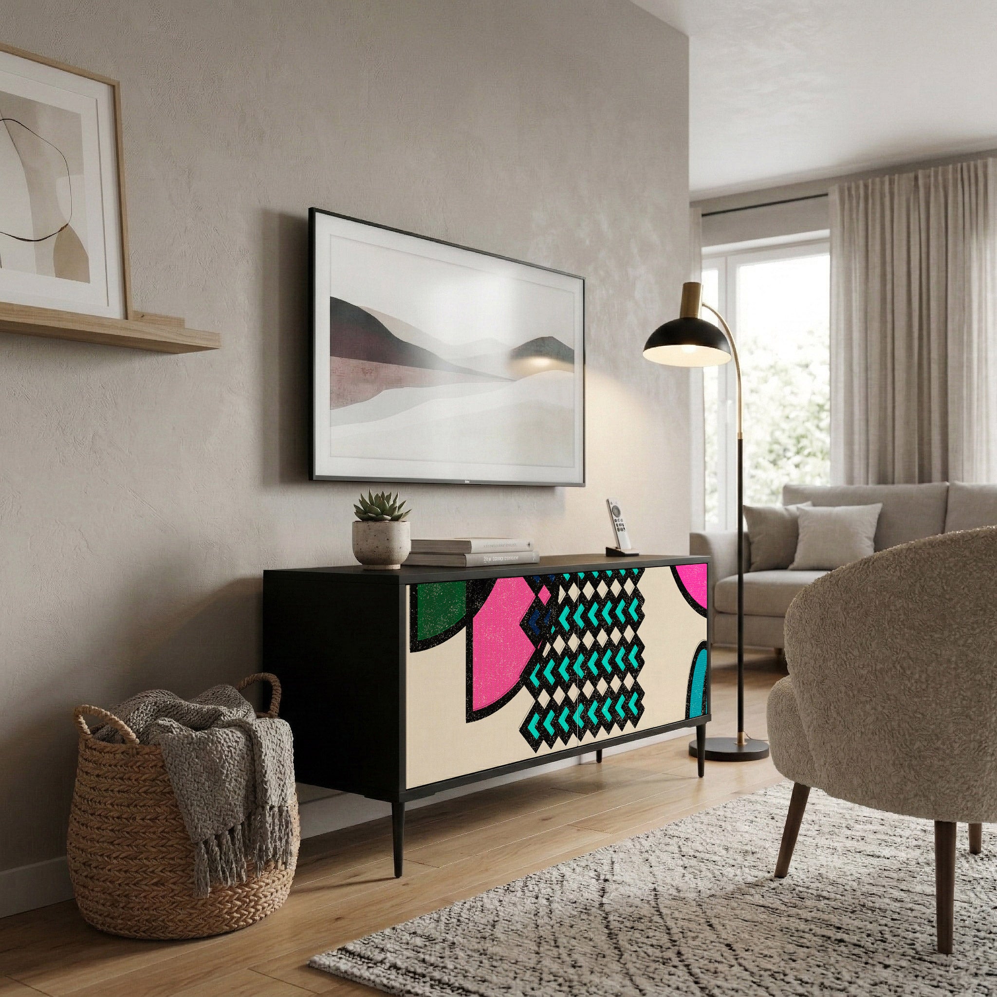 GEOMETRIC RHAPSODY Compact 2-Door TV Cabinet