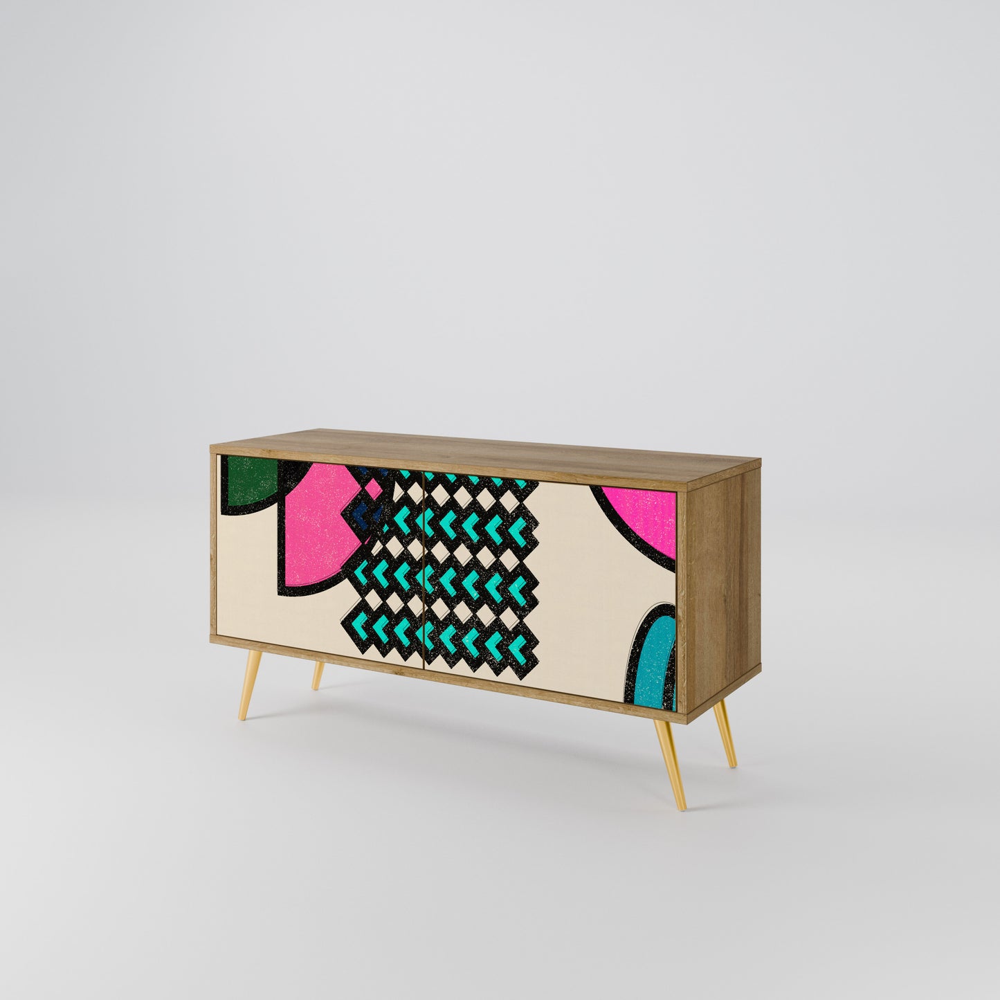 GEOMETRIC RHAPSODY Kompakt TV-bänk med 2 dörrar