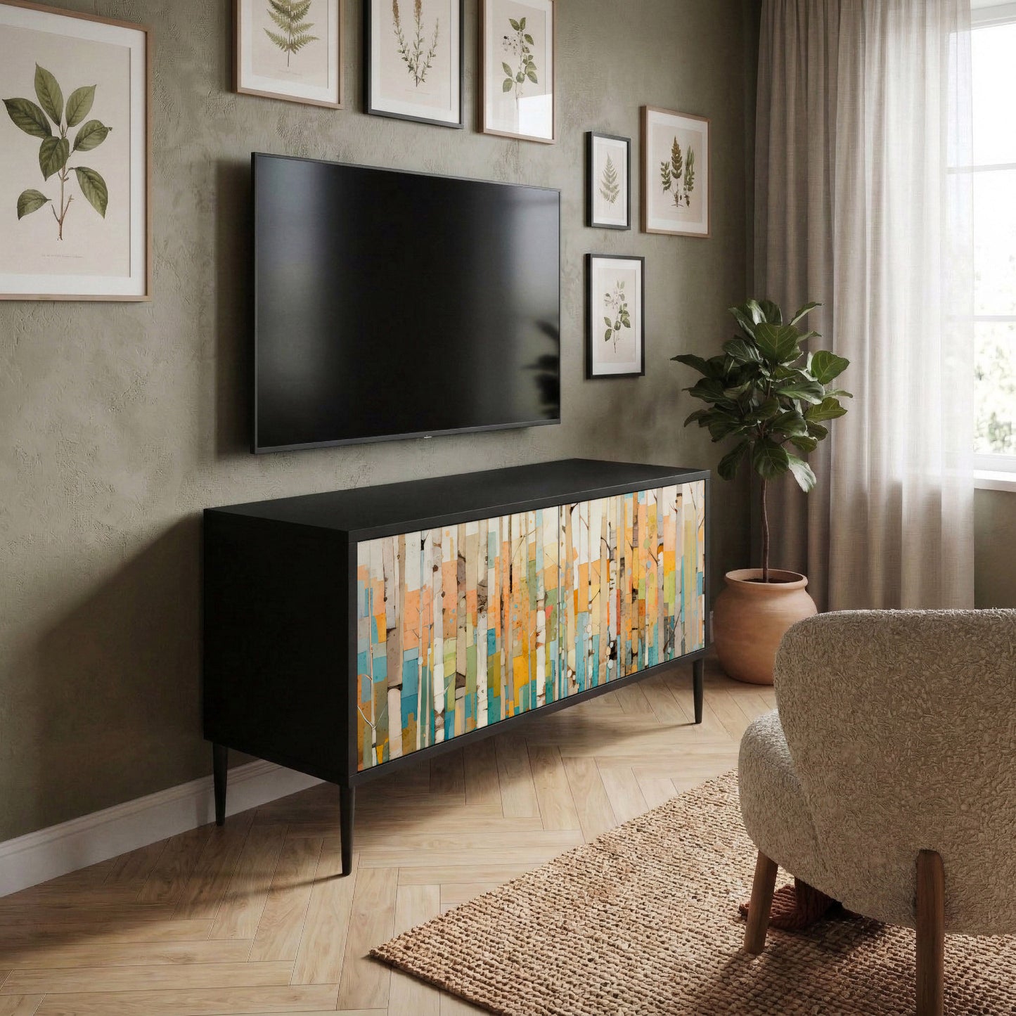BIRCH KALEIDOSCOPE Kompakt TV-bänk med 2 dörrar