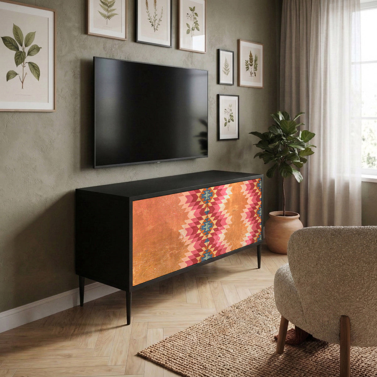 INDIAN FOLK Kompakt TV-bänk med 2 dörrar