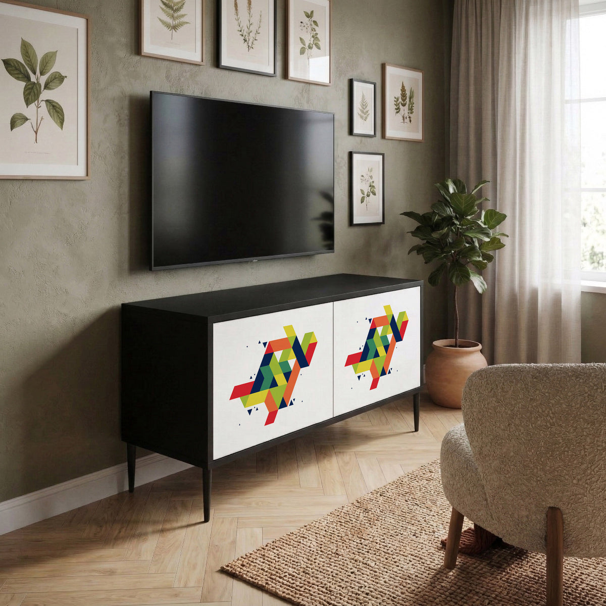FUTURE SIGN Kompakt TV-bänk med 2 dörrar